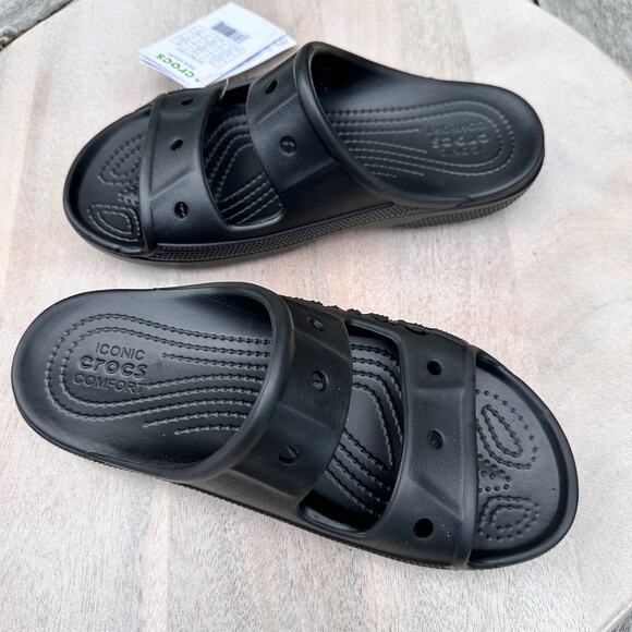Crocs Baya Slides Unisex Mens 6 Women 8 Sandals Waterproof Black Shoes New - Picture 12 of 16